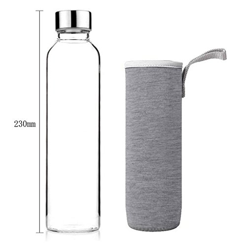 NYKKOLA - Elegante botella de cristal de alta calidad para agua con funda de nailon, varios colores, gris, 550 ml