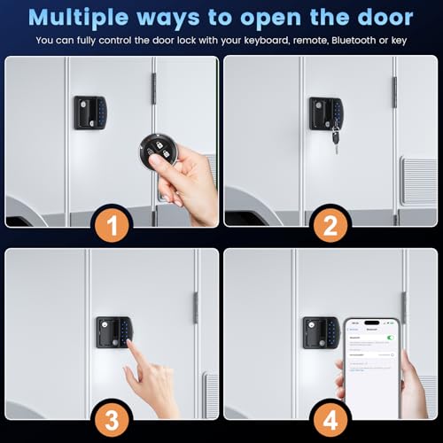 Image of RV Keyless Entry Door Lock with Bluetooth Remote and Keypad for Camper | Fits right-hinged B-Class RV doors with 2.75 inchx3.75 inch cutouts and 1.25 inch-1.5 inch thickness. Not for Class A /C or glass doors