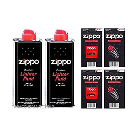 2 TINS ZIPPO LIGHTER FUEL/FLUID+12 FLINTS+2 WICKS Cover