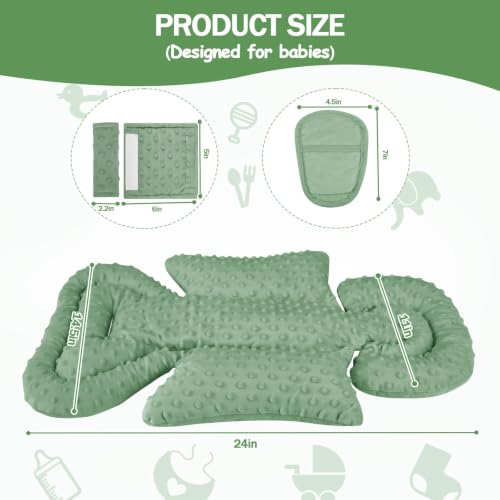 Image of Infant Car Seat Insert Boy Girl, 3 in 1 Newborn Carseat Insert with Strap Pads, Car Seat Head Support for Baby Strollers, Swings, and Bouncers, Comfortable and Machine Washable, Forest Green