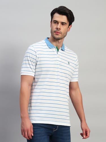 Image of Cantabil Men's Striped Polo Neck Half Sleeves Casual T-Shirt (P MTSH00895)