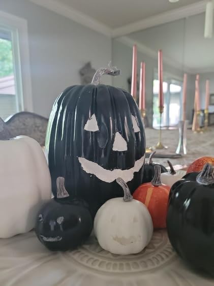 Miniatura 3 de Calabazas artificiales grandes de 8 pulgadas, decoración de pasillo de bricolaje, calabazas decorativas de espuma blancas, lindas calabazas falsas