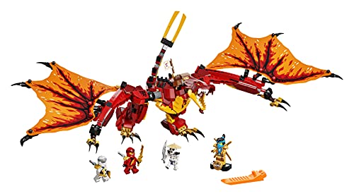 NINJAGO L'Attacco del Dragone del Fuoco, Drago Giocattolo Ninja per Bambini con le Minifigure di Kai, Zane e Nya, 71753 - Lego - Immagine 2