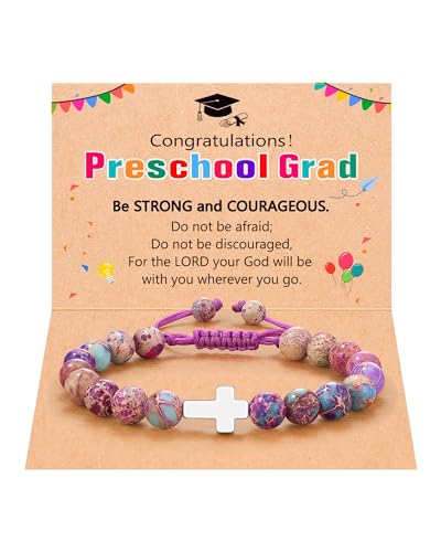 Image of UPROMI Cross Bracelet for Girls Baptism Communion Confirmation Gifts, Kindergarten /Preschool /5th Grade /8th Grade Graduation Gifts