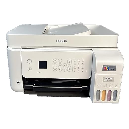 Epson EcoTank ET-4800 Wireless All-in-One Supertank Color Inkjet Printer Office, White - Print Copy Scan Fax - 10.0 ppm, 5760 x 1440 dpi, 8.5" x 14", Voice Activated, 30-Sheet ADF, Ethernet, DAODYANG