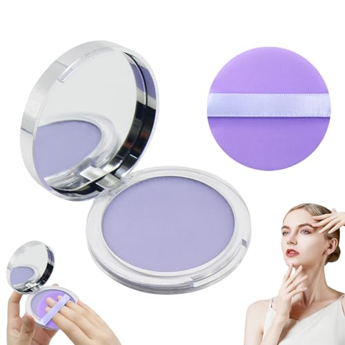 Horuili® Maquillaje En Polvo Fijador, Polvos Faciales Oil Control, Oil Control Face Pressed Powder, Polvo mate impermeable para el rostro, Ligero, Larga duración, Control de aceites (violeta)