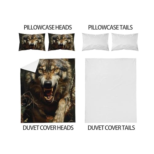 Housse de couette double loup microfibre pour lit d'ado facile à laver - 4
