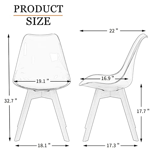 Anour Modern Kitchen Dining Chairs Set Of 4, Acrylic, Clear Accent Seat Cushions Made Of Pu Leather And Solid Beech Legs, Suitable For Living Room, Bedroom #TOP1