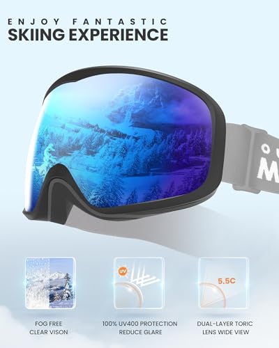 OutdoorMaster Owl Ski Goggles OTG, Snow Snowboard Goggles for Men Women Youth, Anti-Fog, 100% UV Protection - Image 3