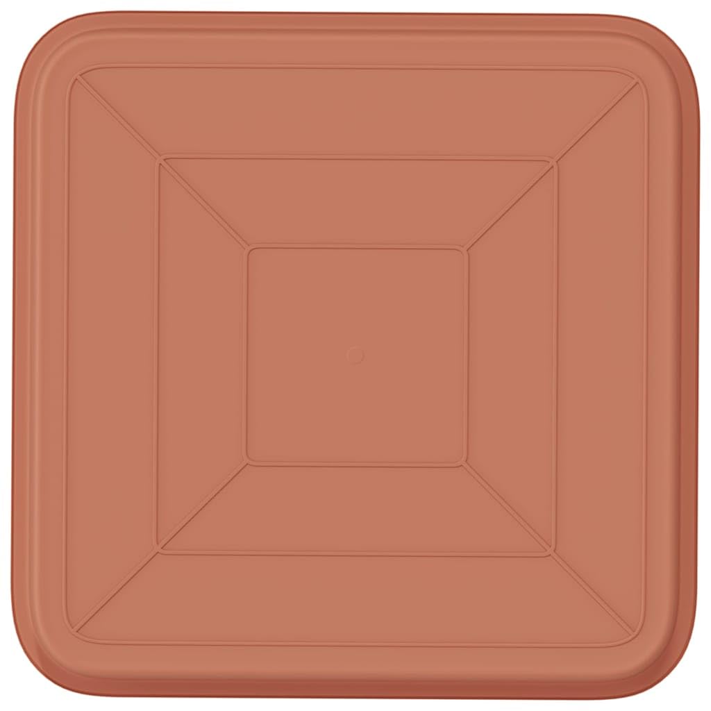 24er Set Quadratische Untersetzer für Blumentöpfe, 32x32 cm, Stabiles Blumentablett aus Kunststoff in Ziegelrot für Innen und Außen, Wetterfeste Pflanzenschalen für Garten und Balkon