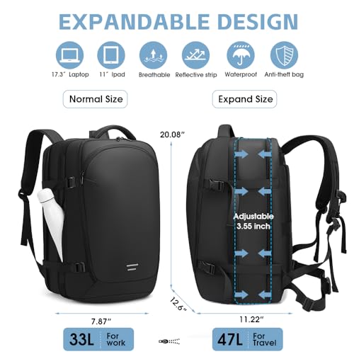 Image of TANGCORLE Vacuum-Compressed Travel Backpack: Expandable, Airline-Approved Laptop Backpack-Unisex Business Backpack