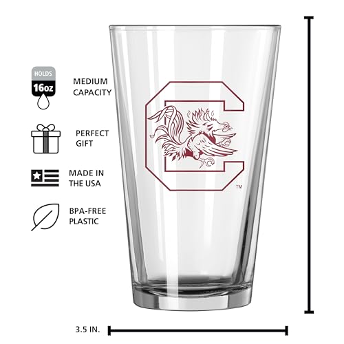 Image of Logo Brands NCAA 16 oz Pint Glass - Durable Glass With Bold Team Color- Chip-Resistant Rim Drinkware For Fans, Tailgates, Home Bars & Everyday Use