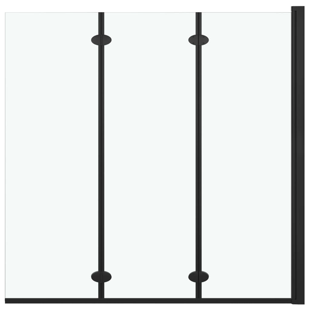 vidaXL Folding Shower Enclosure Bath Cabin Bathtub Wall Attachment Shower Screen Door Cubicle Cabinet Bathroom Safety Glass 3 Panels ESG Black