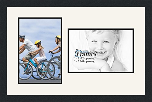 ArtToFrames Collage Photo Frame Double Mat with 2-8x12 Openings and Satin Black Frame