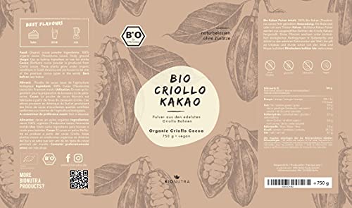 BioNutra® Bio Cacao Poeder | Biologisch Mager Cacaopoeder | Slechts 11% Vet | Gemalen van Criollo-bonen | Zonder Suiker… - Afbeelding 6