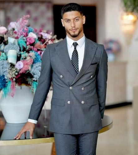 Mens Suits 2 Piece Double Breasted Suit for Men Slim Fit Blazer Pants Sets Wedding Prom Homecoming Suit4