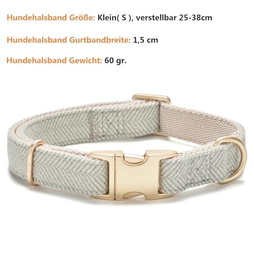YUDOTE Ultra-weiches Hundehalsband aus natürlicher Baumwolle mit Twillgewebe für kleine Hunde mit empfindlicher Haut,Grau