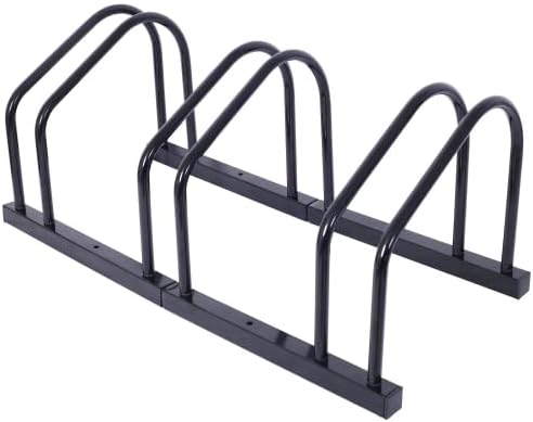 3 Bikes Floor Bike Stand, Bike Parking Rack Garage Bike Storage Stand Indoor/Outdoor 22-28" Wheel Stand, Max. Tire Width 2.15" (Black)
