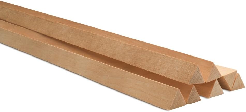 Triangle Wooden Dowel Rods 3/4 inch x 36 inch, Pack of 5 Wood Dowels for Crafts and Woodworking, by Woodpeckers