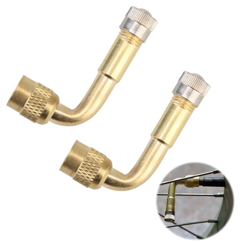 2PCS Extensions de Valve en Cuivre 90 Degrés, cuivre Adaptateur de valve angulaire Extension, cuivre Adaptateur pour Pneus de Voiture, Moto, Vélo, Scooter |...