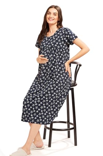 Image of AV2 Women Cotton Printed Maternity Nursing & Feeding Relaxed Fit Nighty -3147