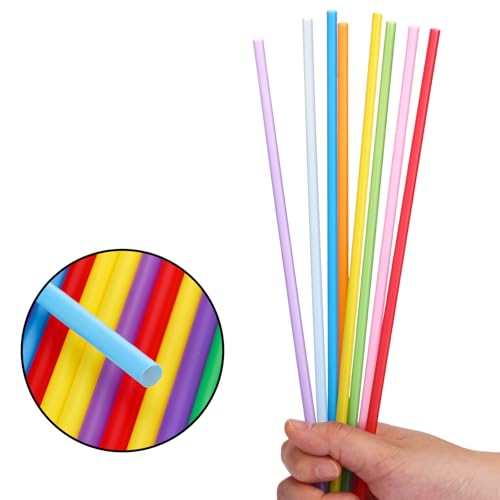 Image of 250pcs Plastic Straws Disposable, 10.3 Inches Drinking Straws, Extra Long Straws for 30oz Tumblers, Protein Shakers, Milkshakes & Iced Coffee, Colorful