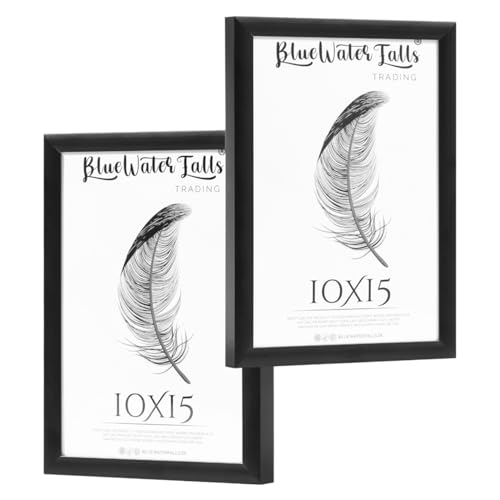 Bluewaterfalls Trading 2 marcos de fotos de aluminio, 10 x 15 cm, de plexiglás irrompible, marco de fotos de aluminio (negro)