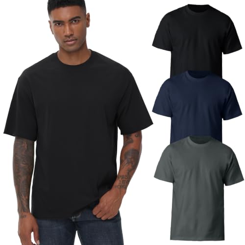 Image of KEEPSHOWING Mens Oversized Short Sleeve T-Shirts Cotton Loose Fit Tees