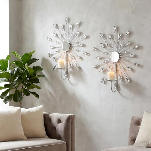 ZEXUIRU Starburst Silver Candle Sconces