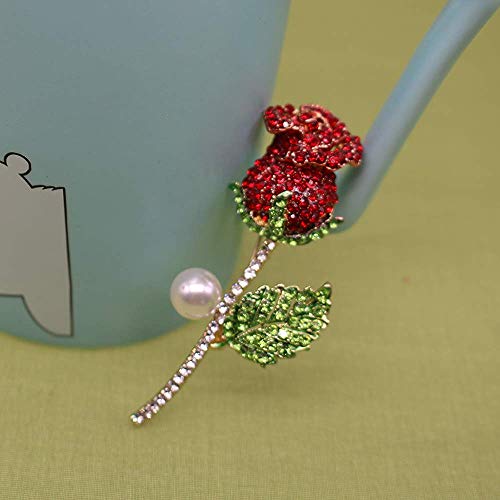 Image of Created Crystal Brooch Crystal Rhinestone Rose Flower Fashion Pin Gift Women Girls Rose Gold
