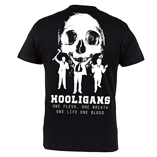 Rule Out Camiseta hooligans. One Life One Blood Fútbol Fanáticos sportswear. Informal - Negro, XX-Large