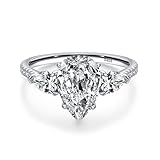 Gualiy Anillos de plata de ley 925 para mujer, gotitas de agua, circonita cúbica, anillos para mujer, anillo de boda, talla J 1/2-R 1/2, Cubic Zirconia