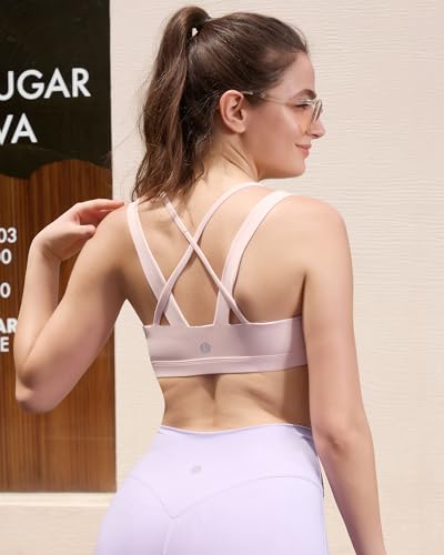Image of RUNNING GIRL Sports Bras for Women,Padded Strappy Sports Bras Criss-Cross Back Medium Support Sports Bras with Removable Cups