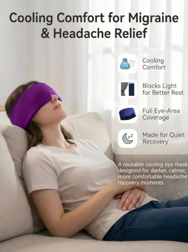 Image of Cooling Gel Eye Mask for Puffy Eyes, Migraine & Headache Relief, Full Eye-Area Cold Compress for Eyes & Temples, FSA Eligible HSA Reusable Eye Ice Pack for Swelling & Post-Surgery Recovery