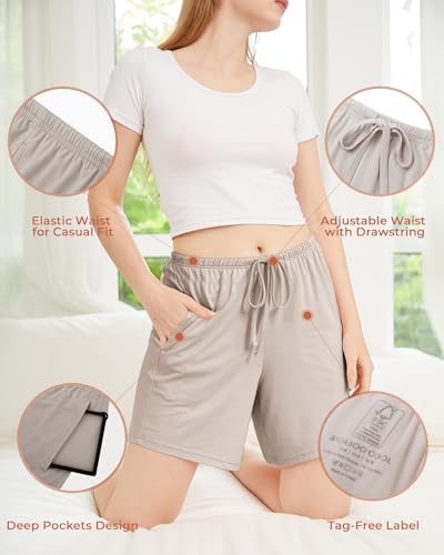 BAMBOO COOL Women's Pajama Shorts - Comfortable Bamboo Fabric - Drawstring Waist - Side Pockets - Pack of 33