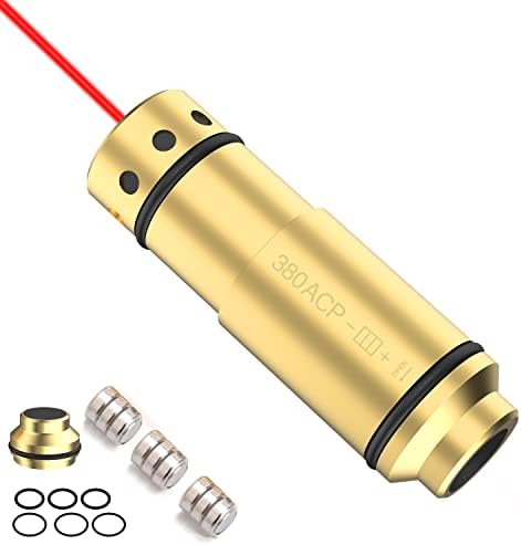 DEFENTAC .380 ACP Laser Training Cartridge for Dry Fire Training, Laser Bullet .380 ACP with 2 Rubber Snap Cap Fits .380 ACP Pistols