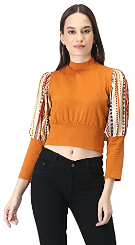 Image of DHRUVI TRENDZ Women's Regular Fit T-Shirt (2021 Turquoise & Pink & Mustard Small)