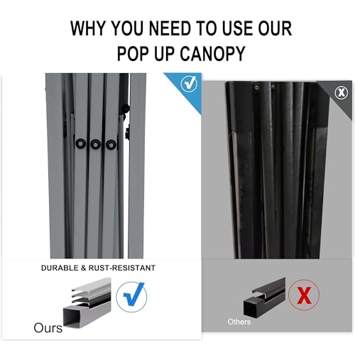 SANWAY 10x10 Pop Up Canopy Tent with Sidewalls x 4 – Easy Setup Canopy Tent, Waterproof, UV-Resistant, Portable with Carry Bag for Outdoor Events, Camping, and Backyard Parties – Dark Gray by SANWAY - Used condition - Image 7