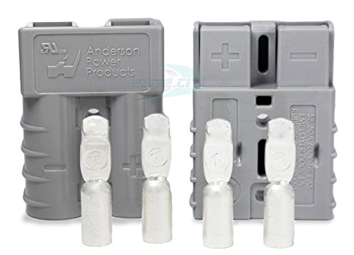 Anderson Power Products Sb50 Connector Kit, 50 Amps, 36V Gray Housing, W/ 6 Awg, 6319 (Pair) #TOP1