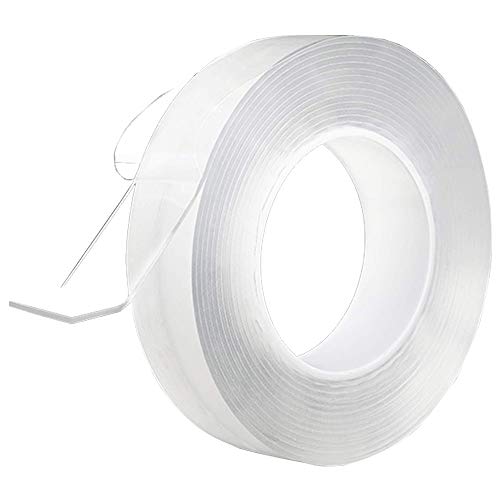 Nano Double Sided Tape 16.5FT (5M), Removable Gel Poster Tape Transparent Sticky Tape, Washable Multipurpose Reusable Traceless Mounting Adhesive Tape Heavy Duty for Paste Items Office or Household