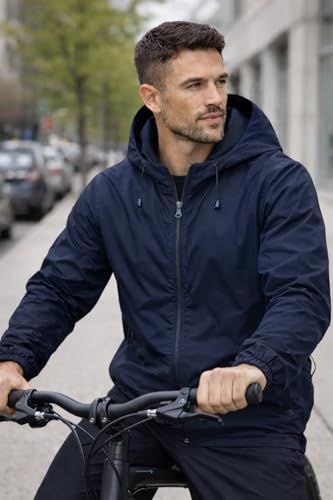 Image of Waterproof Raincoat for Men | Lightweight & Durable Rain Jacket with Hood | Windproof & Breathable | Travel-Friendly, Bike & Motorcycle Use