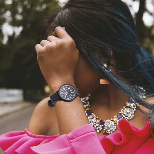 Analog Watch Eco Color Recyclable Plastic Watch with Recycled Silicone Strap Unisex, Easy Read Dial Watch Water Resistant3