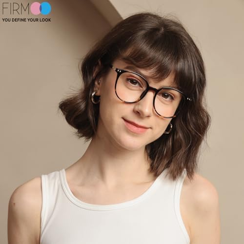 Image of Firmoo Oversize Blue Light Glasses, Unisex Chic Large Round Computer Reading Glasses Reader Anti Glare Anti Eyestrain (Pink Clear 0.0x)