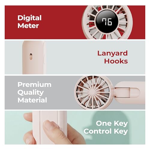Image of Lifelong Foldable Bubble Mini Fan with Digital Display | 3 Speed Settings, 1200mAh Battery, Type-C Charging | 90 Foldable Head for Hands-Free Use | Portable & Lightweight Handheld Pocket Fan (Beige)