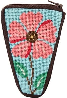 Pink Flowers Stitch & Zip Scissor Case Needlepoint Kit
