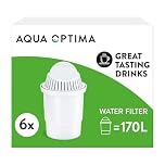 Aqua Optima Classic Round Water Filter Cartridges 6 Pack - Fits Brita Classic Jugs* - Reduces Limescale, Chlorine and Other Impurities (Packaging May Vary)