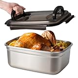 QCQHDU Stainless Steel Food Storage Containers, 7500 ML/ 254 oz / 32 Cup Large Food Storage Meal Prep Containers with Airtight Lids for Roasting Turkey, Chicken, Baking Casserole, Fruits, Party