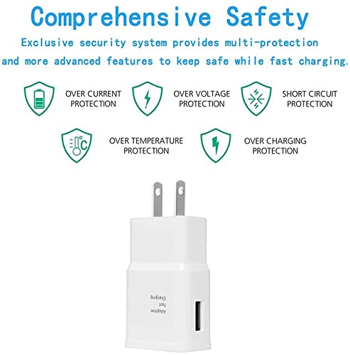Adaptive Fast Charging Wall Charger Adapter Compatible With Samsung Galaxy S6 S7 S8 S9 S10 / Edge/Plus/Active, Note 5,Note 8, Note 9 And More (2 Pack) Quick Charge (White) #TOP1