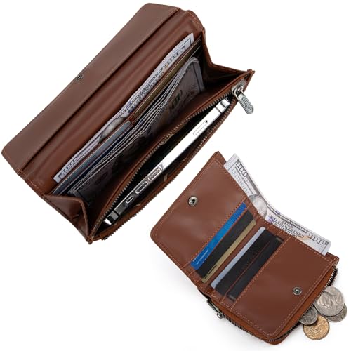 Montana West X Wrangler Wallet Women RFID Blocking Wallet Womens Large Brown Wallets for Women with ID Window Birthday Anniversary4