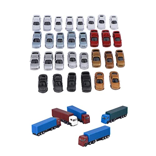 EHJRE Lot de 30 Miniatures de Voitures Peintes pour Modélisme Ferroviaire Echelle Z 1:200, 1: 200